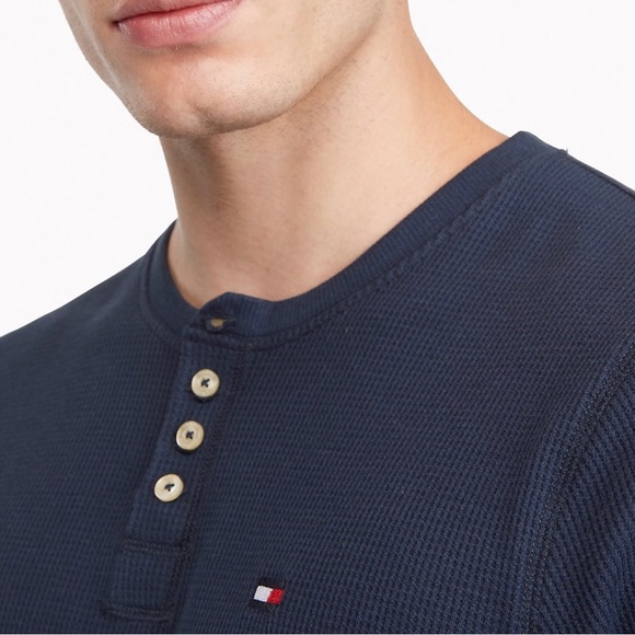 Tommy Hilfiger Navy Blue Thermal Shirt - Picture 3 of 4
